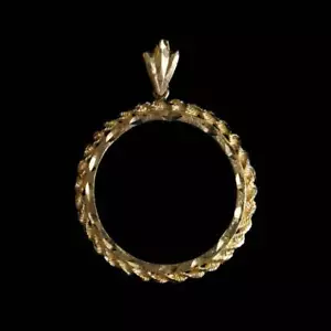14K Gold Bezel Pendant - THE IMPERIAL FRAME | 27mm Classic Elegance - Picture 1 of 4