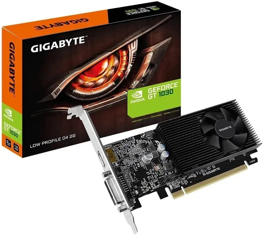 GIGABYTE GeForce GT 1030 Low Profile D4 2G DirectX 12 GV-N1030D4-2GL Video Card - Image 1 of 4