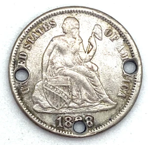 Unique 1888 Silver Seated Liberty - Dime W.W. Engraved Love Token - Picture 1 of 10