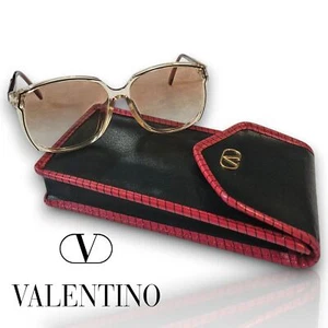 Valentino Garavani Vintage 80s Oversized Brown Gradient Sunglasses w/ Case, VGUC - Picture 1 of 14