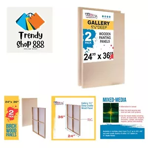 Unfinished Cradled Wood Panels for Painting, 2 Pack of 24x36 inch - Gallery B... - Picture 1 of 6