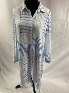 Chicos Brigette Long Button Down Shirt Duster Artsy Sheer Size 1 - Picture 1 of 7