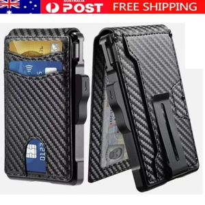 Men’s Pop-Up Card Holder Wallet – RFID Blocking, Slim Bifold with Money Clip - Picture 1 of 27