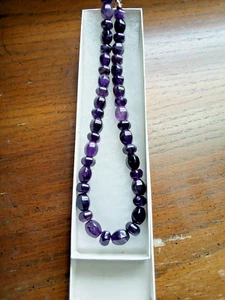 Amethyst Perlen Sterlingsilber Halskette 16" Eichelhäher König Sterlingsilber ext. - Bild 1 von 4
