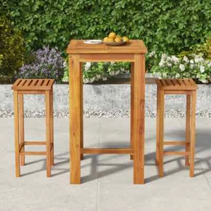 3 Piece Patio Bar Set Solid Wood Acacia vidaXL - Picture 1 of 10