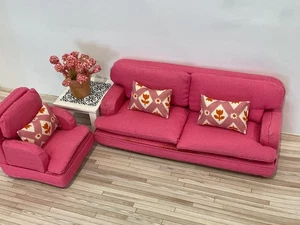 Vintage Lundby Sofa, Chairs And Coffee Table and new plant cushions 16th scale. - Picture 1 of 7