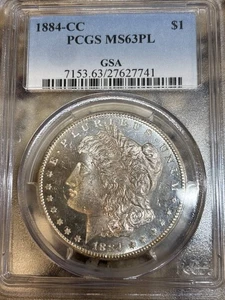 1884 CC Morgan Silver Dollar PCGS MS-63 PL - Picture 1 of 2