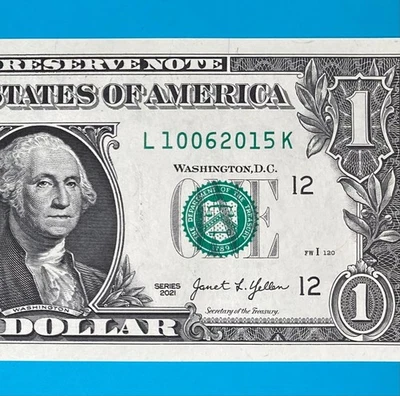 October 6, 2015 / 10 June 2015 (L 10062015 K) BIRTHDAY $1 One Dollar Bill *UNC* - Image 1 of 4
