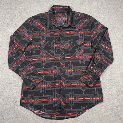 Rock & Roll Denim Pearl Snap Shirt Mens XL Black Aztec Long Sleeve Cowboy Ranch - Image 1 of 4