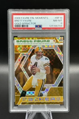 2006 Topps Finest #BF18 BRETT FAVRE Finest Moments GOLD Xfractor /10 🔥 PSA 8 🔥 - Image 1 of 3