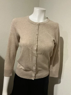 Nuevo con etiquetas Cárdigan Top Para Mujer THE LIMITED Cuello Redondo Manga 3/4 Algodón Beige Tostado Talla S Foto 1 de 4