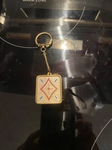 Vintage 1960's Diamond Metal & Enamel Music Box Keychain - Picture 1 of 3