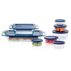 Pyrex Bake 'N Store 16-Piece Glass Food Storage Container Set with Lids - Picture 1 of 4