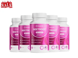 Rosabella Organic Beet Root Capsules Natural Energy Boost Blood Pressure 1300mg - Picture 1 of 11
