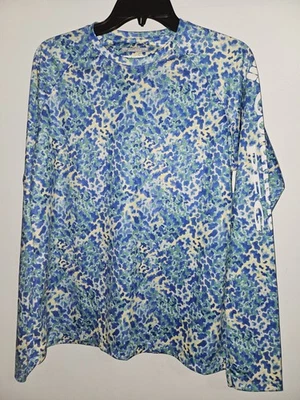 Camisa de pesca Columbia para mujer grande azul y verde abstracta omni-sombra UPF50+ PFG Foto 1 de 4