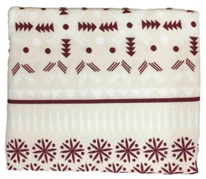 HD Heavyweight Ivory & Red Fairisle Flannel Sheet Set Full Bed Sheets Bedding - Picture 1 of 2