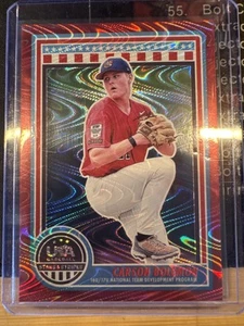 2025 Panini Stars and Stripes #115 Carson Bolemon Red Wave Refractor 153/249 - Picture 1 of 2