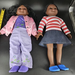 Vintage Fibre-Craft FCM Mädchen 18 Zoll Puppen Lot 2 1998 braune Augen schwarze Haare 74720 74770 - Bild 1 von 11