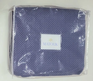 Matouk M026 Alba Full/Queen Quilt Steel Blue Cotton Sateen 600 Thread Count - Picture 1 of 9