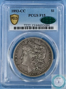 1893-CC Morgan Dollar PCGS F15 w/CAC - Vintage Originality with Plenty Detail - Picture 1 of 14