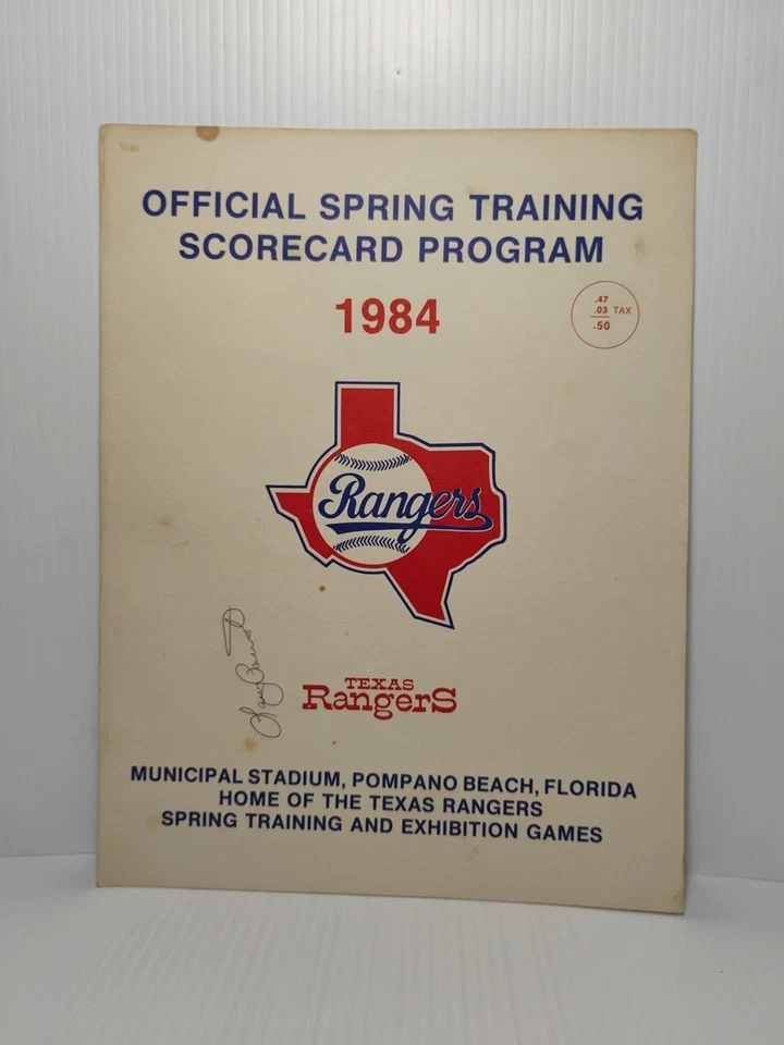 Programa de Entrenamiento Primavera 1984 Texas Rangers autógrafo firmado Larry Parrish Foto 1 de 3