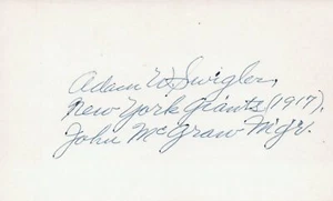 Adam Swigler 1917 NYG (Dec. 1975) Signed Autograph 3x5 Index Card JSA COA - Picture 1 of 2
