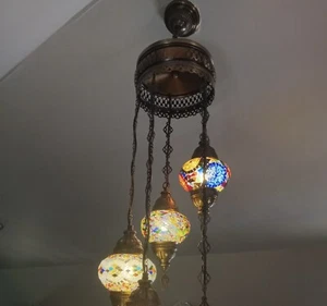 Turkish Moroccan Lamp Chandelier - Light Fixture ONLY, no mosaic globes - Picture 1 of 2