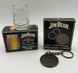 200th Anniversary Jim Beam Schlüsselanhänger & Schnapsglas mit Box - Bild 1 von 12