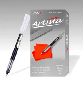 ARTISTA Pro-X, Black, 0.5 mm, Quick Dry, 12 Pack, Extra Fine, Rollerball - Picture 1 of 6