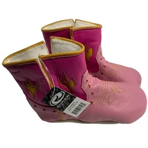 Roper Prewalker Size Large 12 18 months New Pink Cowboy Boots Leather Upper Slip - Picture 1 of 5