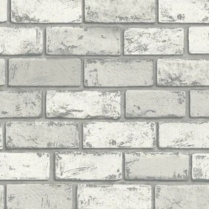 Arthouse Metallic Silver White Grey Realistic 3D Effect Brick Wallpaper - Picture 1 of 5