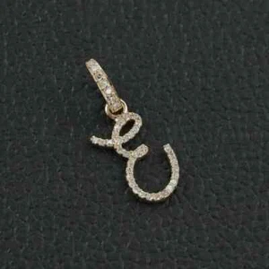 Round Cut Lab Created Diamond Initial "E" Letter Pendant 14k Yellow Gold Over - Picture 1 of 1