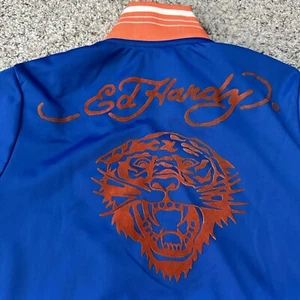 Ed Hardy Tiger Logo Full Zip Lightweight Jacket Blue Orange Men’s Size Small S - Picture 1 of 12
