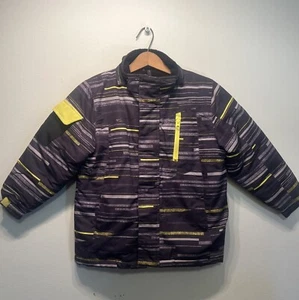 Chaps Boy Coat Sz 5/6 Gray with 2 Yellow Zippers & Hook and Loop Closure Warm - Picture 1 of 10