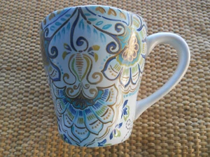 NEW 222 FIFTH AISHA GOLD,BLUE, GREEN, TEAL COFFEE MUG - Picture 1 of 5