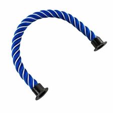 24mm Blue Softline Barrier Rope Wormed In White x 1.5m c/w Gun Black Cup Ends