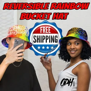 Sombrero de cubo reversible arco iris, sombrero para visera de sol LGBT, sombrero de pescador gay - Imagen 1 de 14