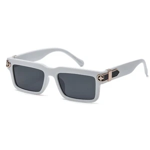 Square Sunglasses White Frame Fashion Black Lens UV400 Trendy New Lentes Gafas - Picture 1 of 1