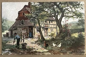 Tuck's Oilette Postcard Rustic Homesteads Series " An Old Farmhouse" England - Picture 1 of 2