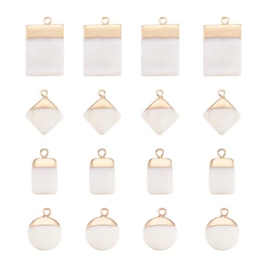 16 un./caja Colgantes de concha de agua dulce 8 estilos redondo rectángulo rombo concha marina - Imagen 1 de 6