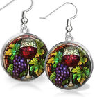 Red Wine Earrings Faux Stained Glass Art Print Charm Wine Drinker Lover Gift