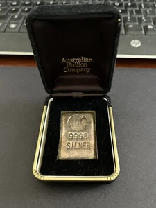 79.4g ABC Australian Bullion Company "A" Vintage Silver Bar With Original Black - Picture 1 of 7