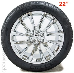 4 Cadillac Escalade Chrome Replica 22" Wheels Rims Michelin Tires TPMS 95027 - Picture 1 of 3