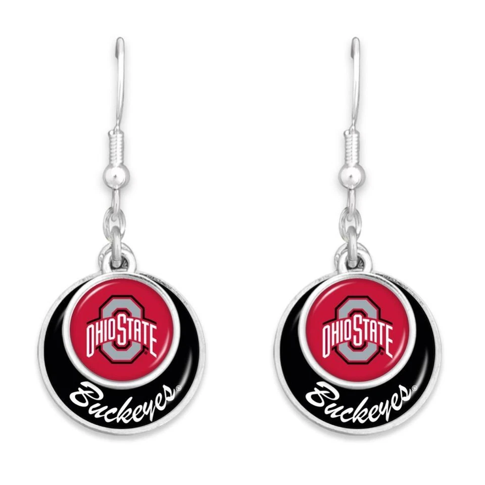 Ohio State Buckeyes Stacked Disk Earrings Jewelry Gift Licensed OSU - Image 1 of 1