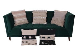 Set of 5 cotton cushion covers with handwoven weave featuring geometric pattern - Picture 1 of 7