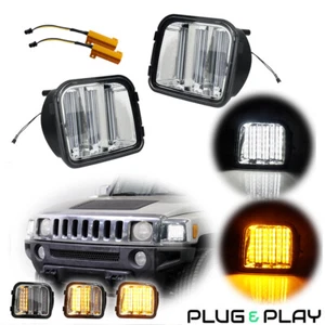 Clear Lens Dynamic Amber & White Parking Turn Signal lights For 06-09 Hummer H3 - Picture 1 of 12