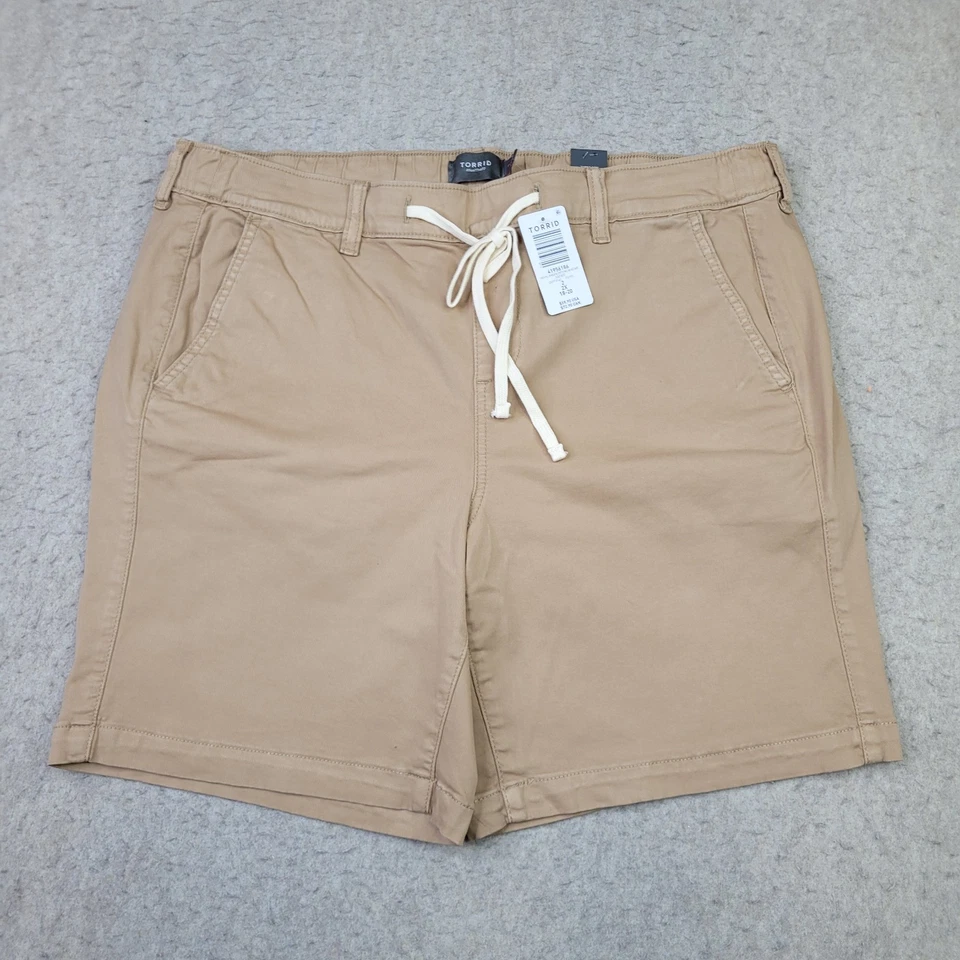 Torrid Weekend Shorts Women’s 2X Beige 8 Inch Pull On Stretch Twill Mid Rise NEW - Image 1 of 4