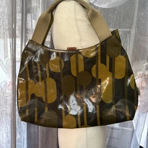 Orla Kiely Etc Bag Olive Green Leaf Print Magnetic Clasp Twin Handle - Picture 1 of 9