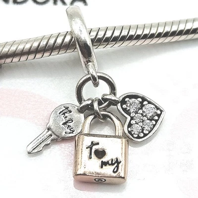 Pandora Charm mit Makel! "Schlüssel zum Herzen" 782506 Herz Schlüssel Schloss - Bild 1 von 4