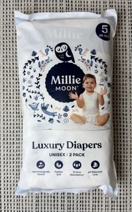 NUEVO Paquete de 2 pañales de lujo Millie Moon unisex talla 5 (28-39 libras) 12 horas de absorción - Imagen 1 de 5